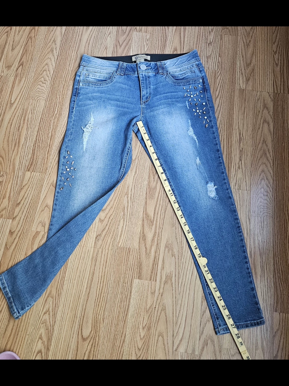 ​Democracy "Ab" Technology Distressed Embellished Skinny Jeans - Size 10 - Picture 4 of 16